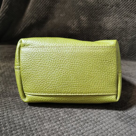 Olive/Silver Pebbled Leather Satchel EUC #265 - Picture 4 of 8